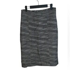 Loft Black and White Wool Blend Pencil Skirt